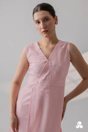 BLUSH PINK TENCEL TWILL WRAP MINI DRESS