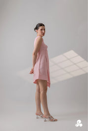 BLUSH PINK TENCEL TWILL WRAP MINI DRESS