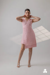 BLUSH PINK TENCEL TWILL WRAP MINI DRESS