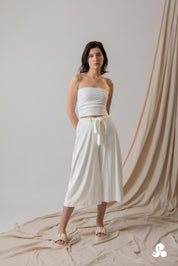 IVORY RIBBED CULOTTE TROUSERS