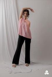 SMOCKED TWILL BLOUSE