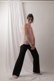 SMOCKED TWILL BLOUSE