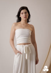WHITE RIBBED TUBE KNIT TOP