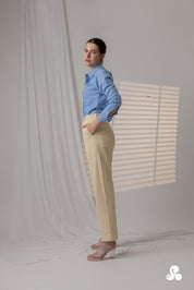 POWDER BLUE TUCK DETAIL POPLIN SHIRT