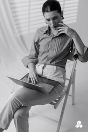 POWDER BLUE TUCK DETAIL POPLIN SHIRT