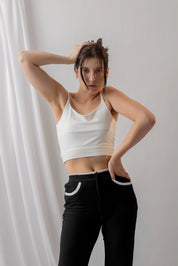 RIBBED SPAGHETTI CROP TOP – IVORY