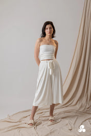 IVORY RIBBED CULOTTE TROUSERS