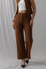 MOCHA KNIT STRAIGHT TROUSERS
