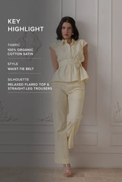 OFF WHITE COTTON SATIN CO-ORD SET