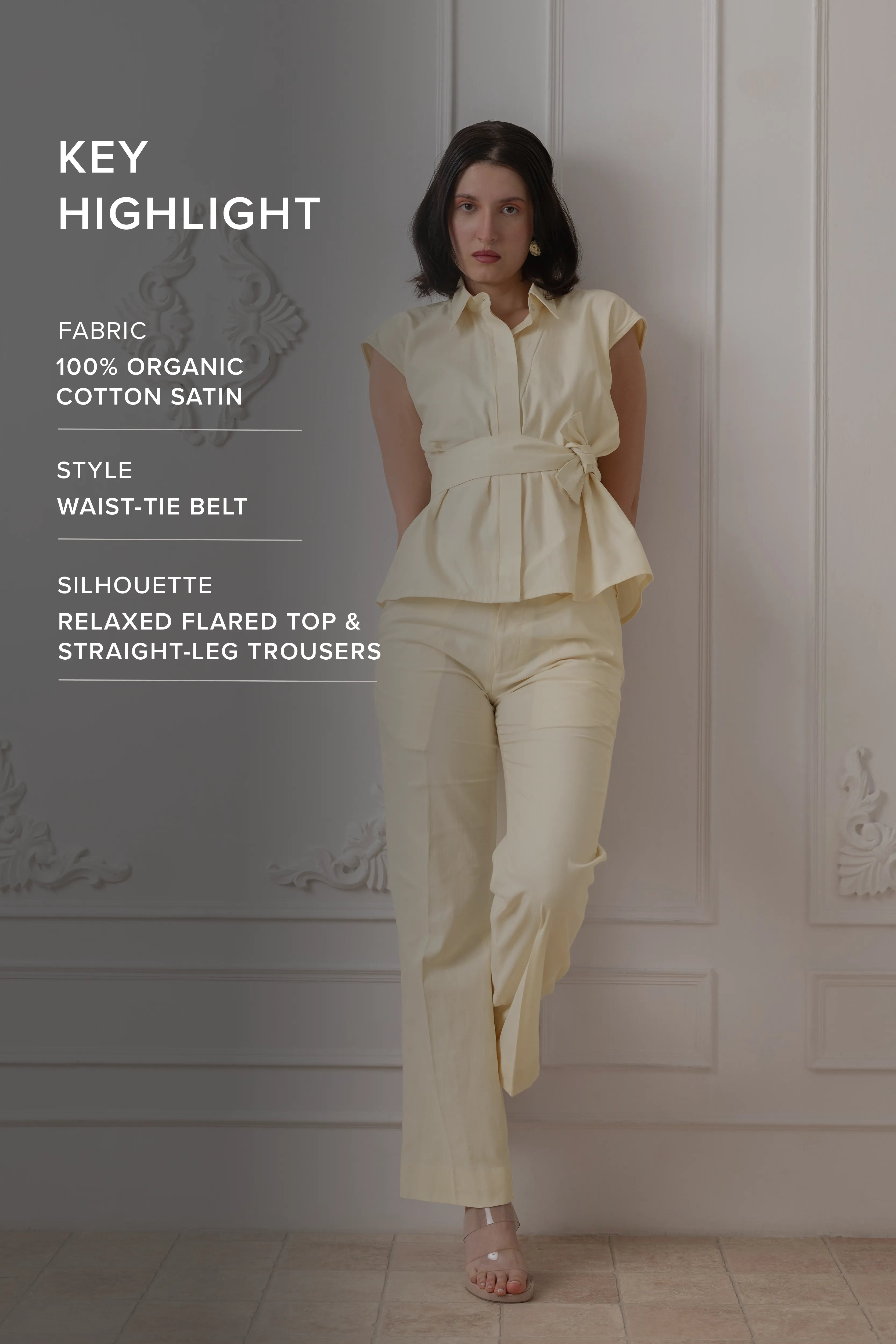 OFF WHITE COTTON SATIN CO-ORD SET