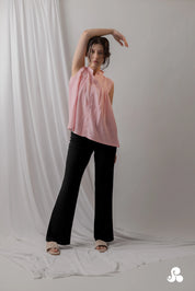 SMOCKED TWILL BLOUSE