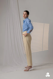 POWDER BLUE TUCK DETAIL POPLIN SHIRT
