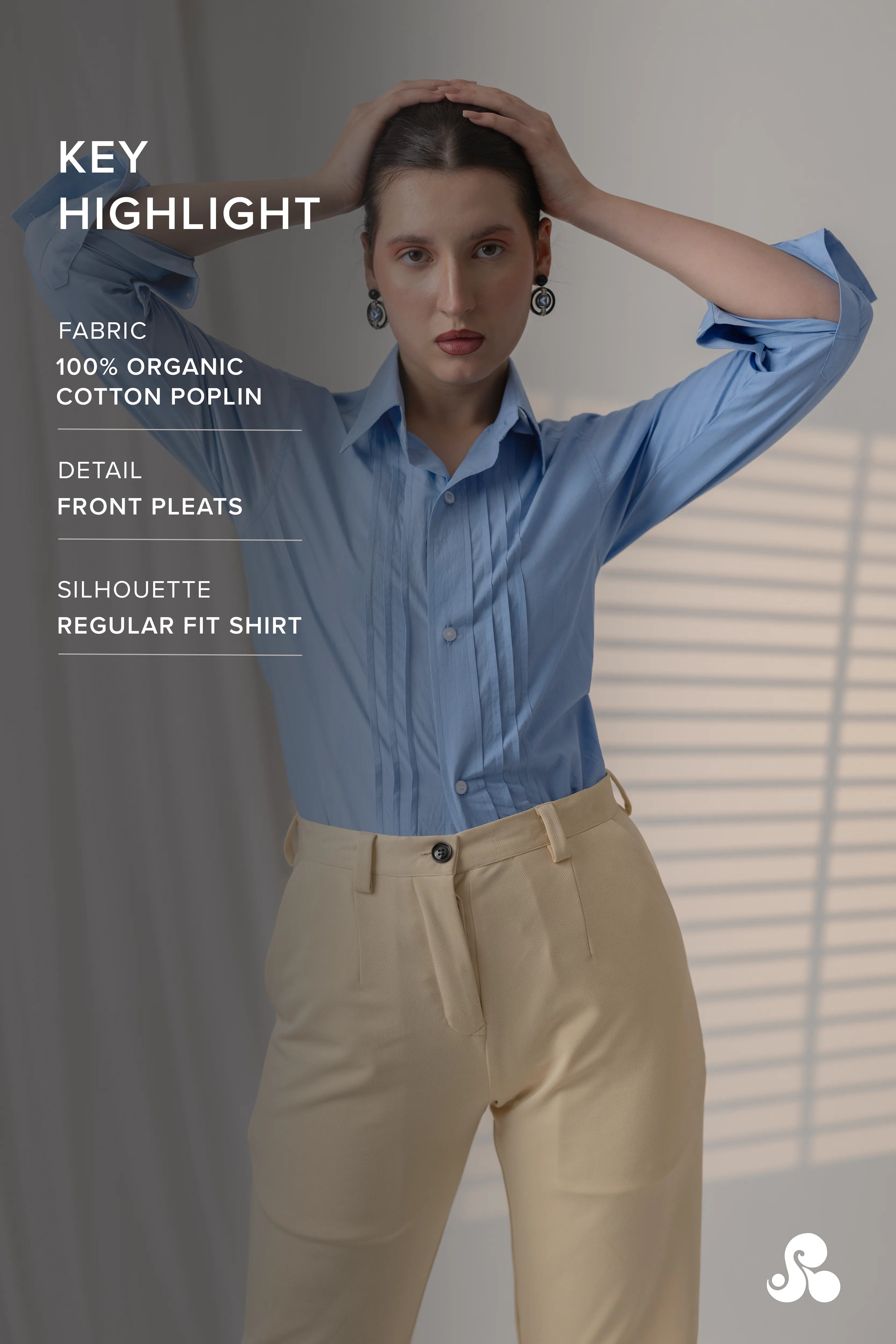 POWDER BLUE TUCK DETAIL POPLIN SHIRT