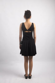 BLACK FIT & FLARE MINI DRESS