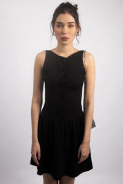BLACK FIT & FLARE MINI DRESS