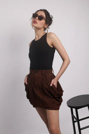 WALNUT BROWN UTILITY SKIRT