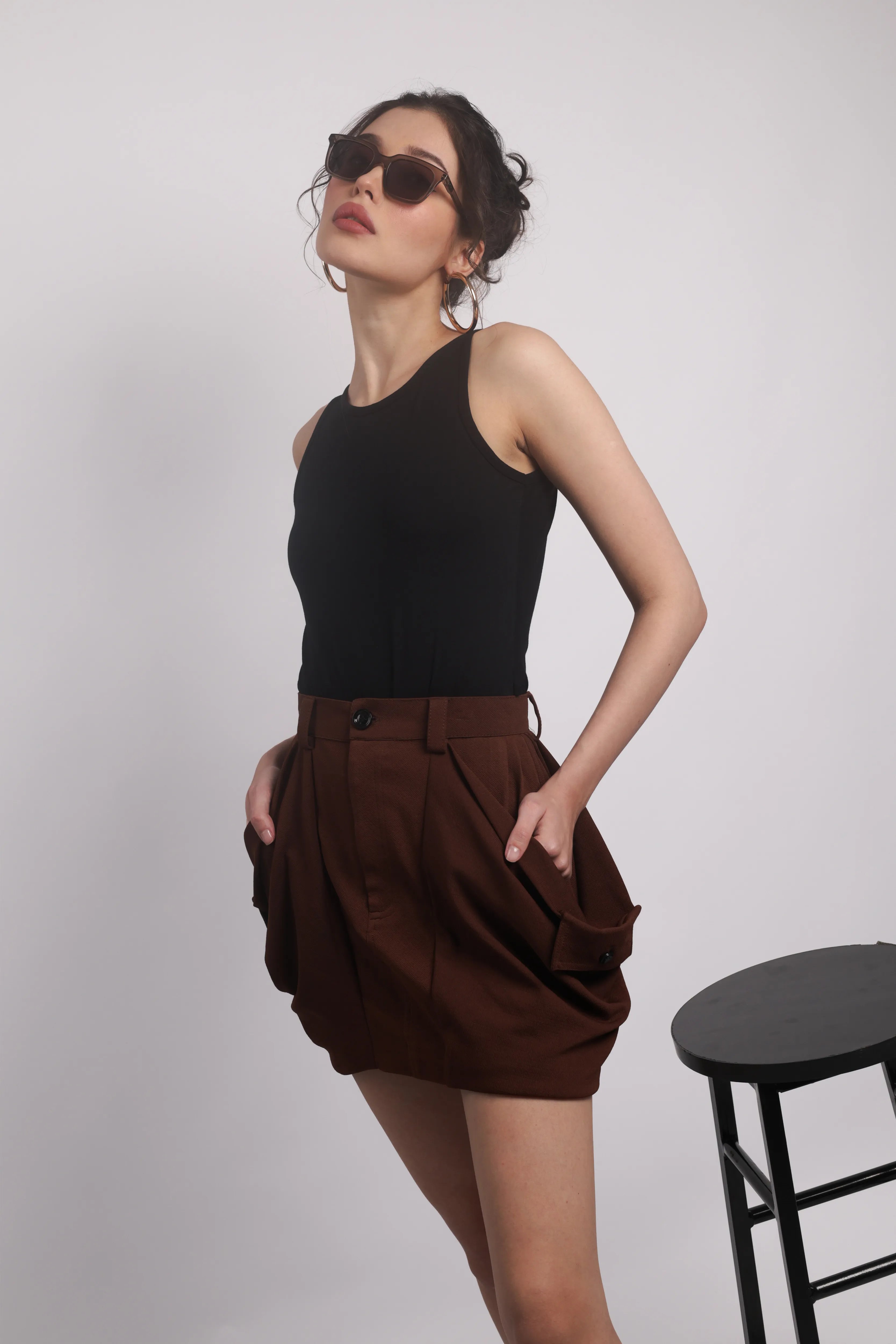WALNUT BROWN UTILITY SKIRT