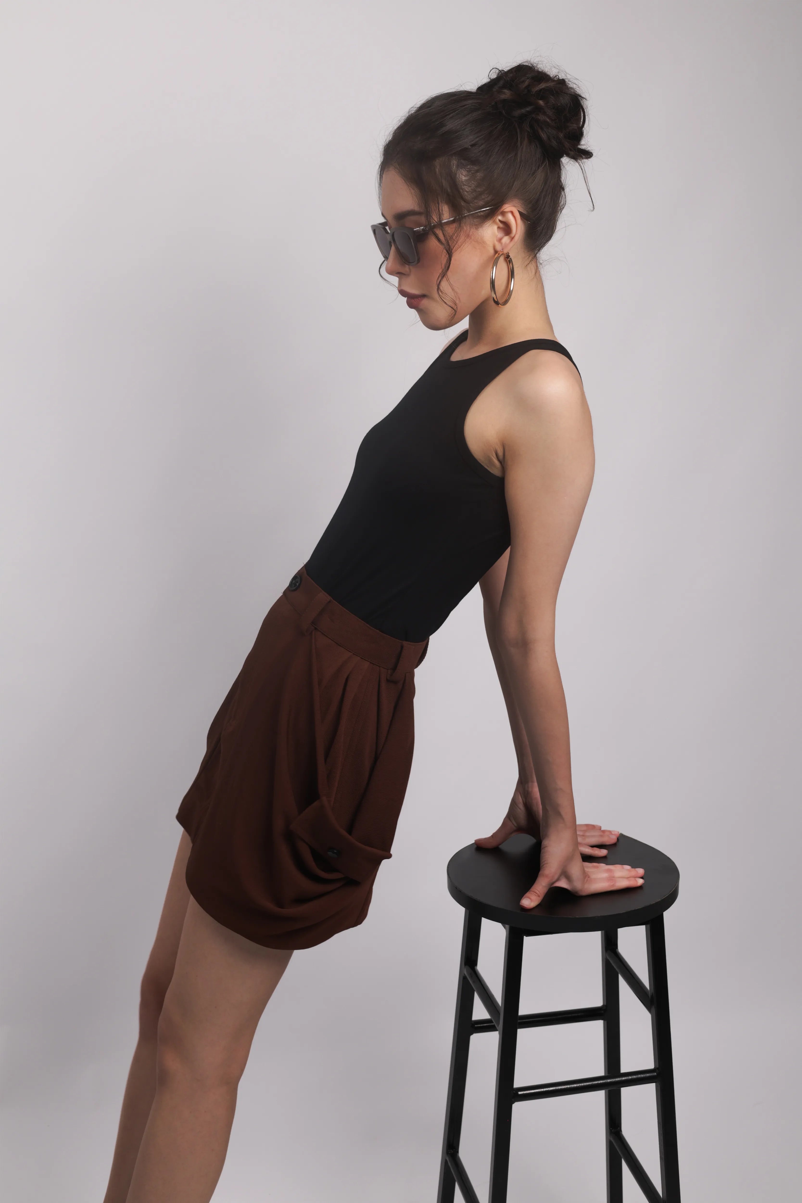 WALNUT BROWN UTILITY SKIRT