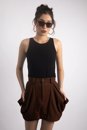 WALNUT BROWN UTILITY SKIRT