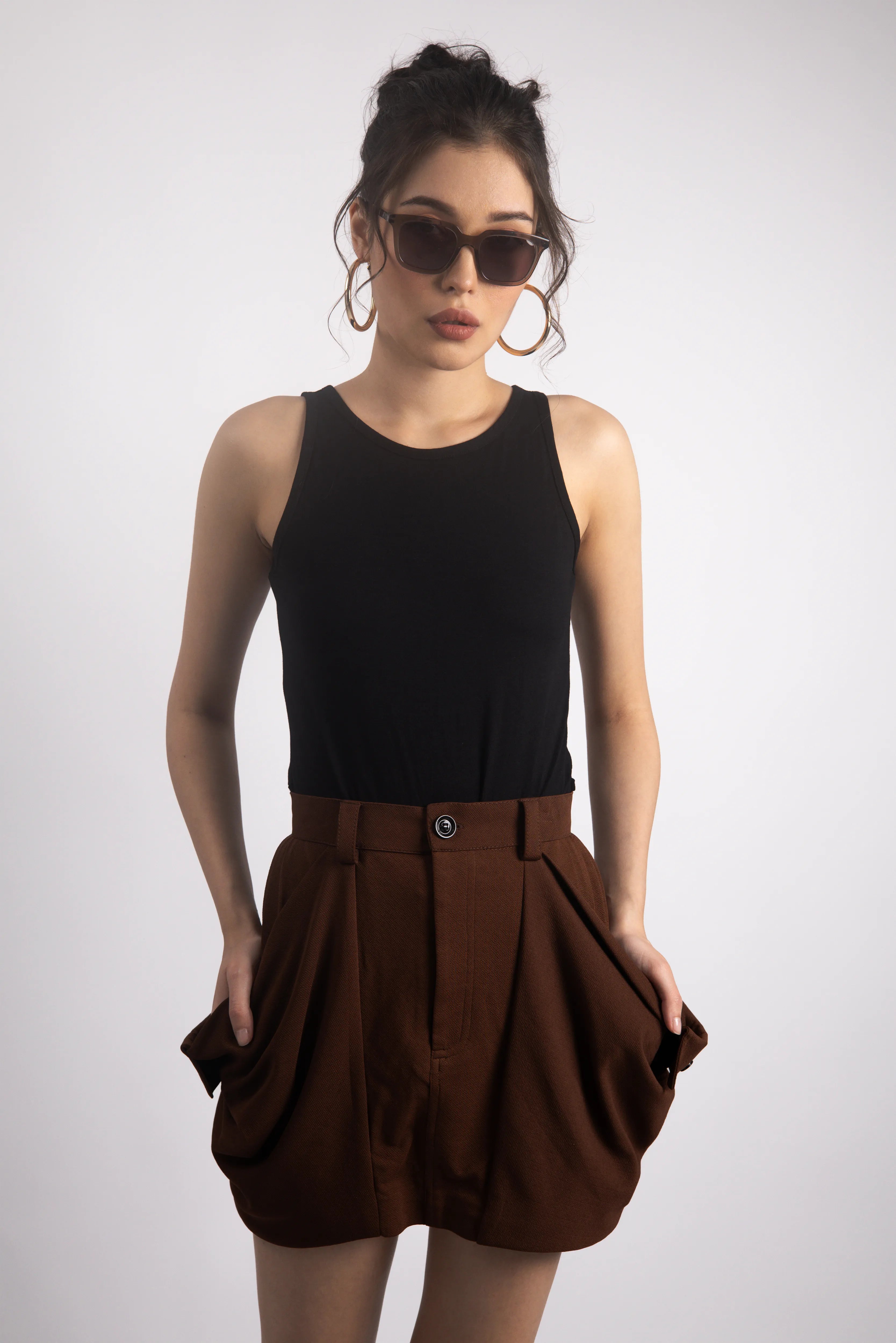 WALNUT BROWN UTILITY SKIRT