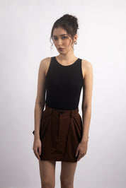 WALNUT BROWN UTILITY SKIRT