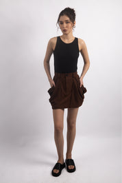 WALNUT BROWN UTILITY SKIRT
