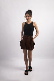 WALNUT BROWN UTILITY SKIRT