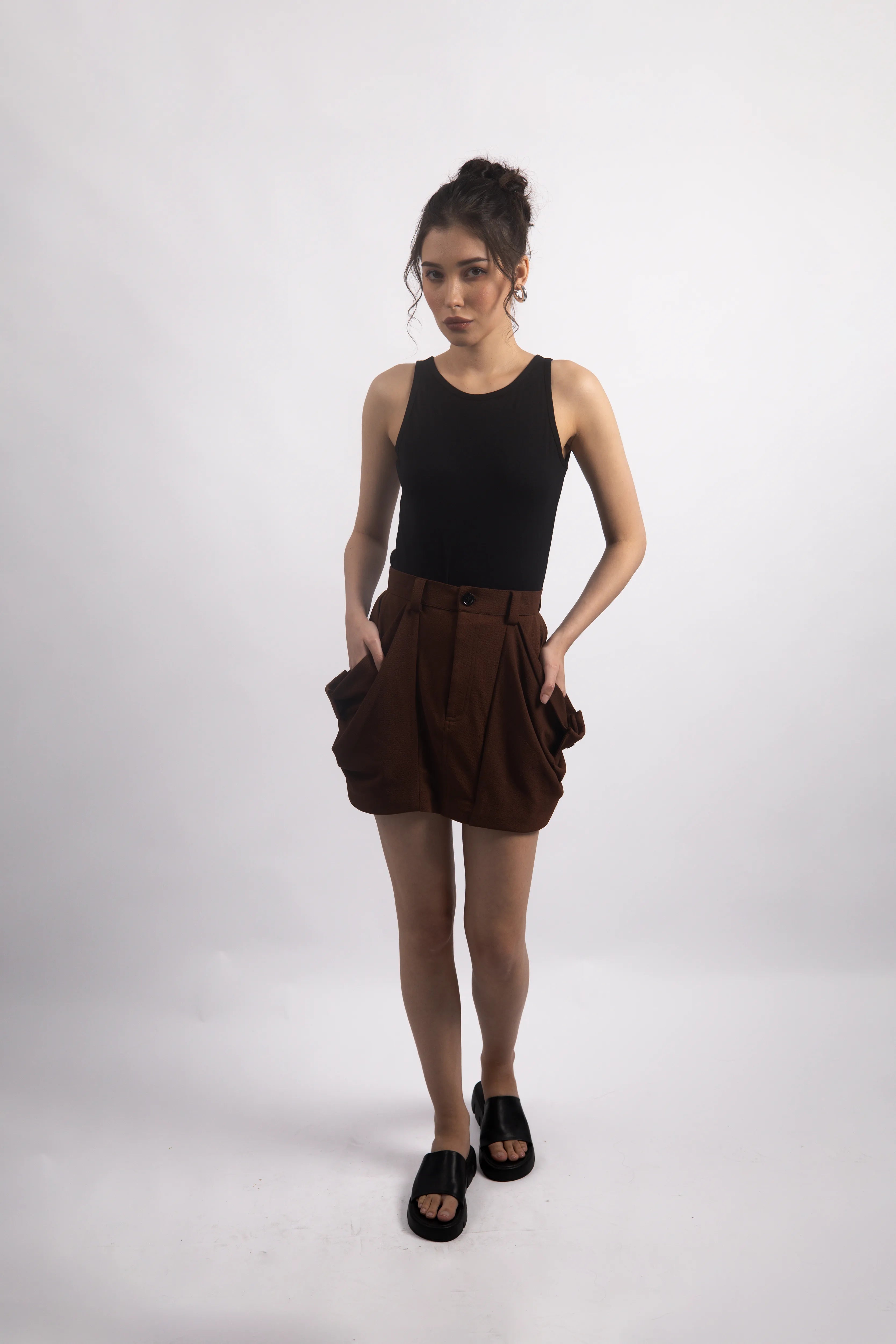WALNUT BROWN UTILITY SKIRT