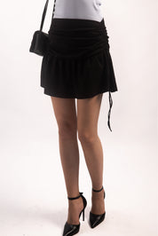 BLACK SCULPTED MINI SKIRT