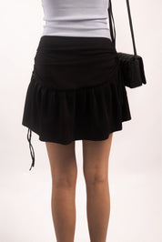 BLACK SCULPTED MINI SKIRT