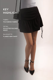 BLACK SCULPTED MINI SKIRT