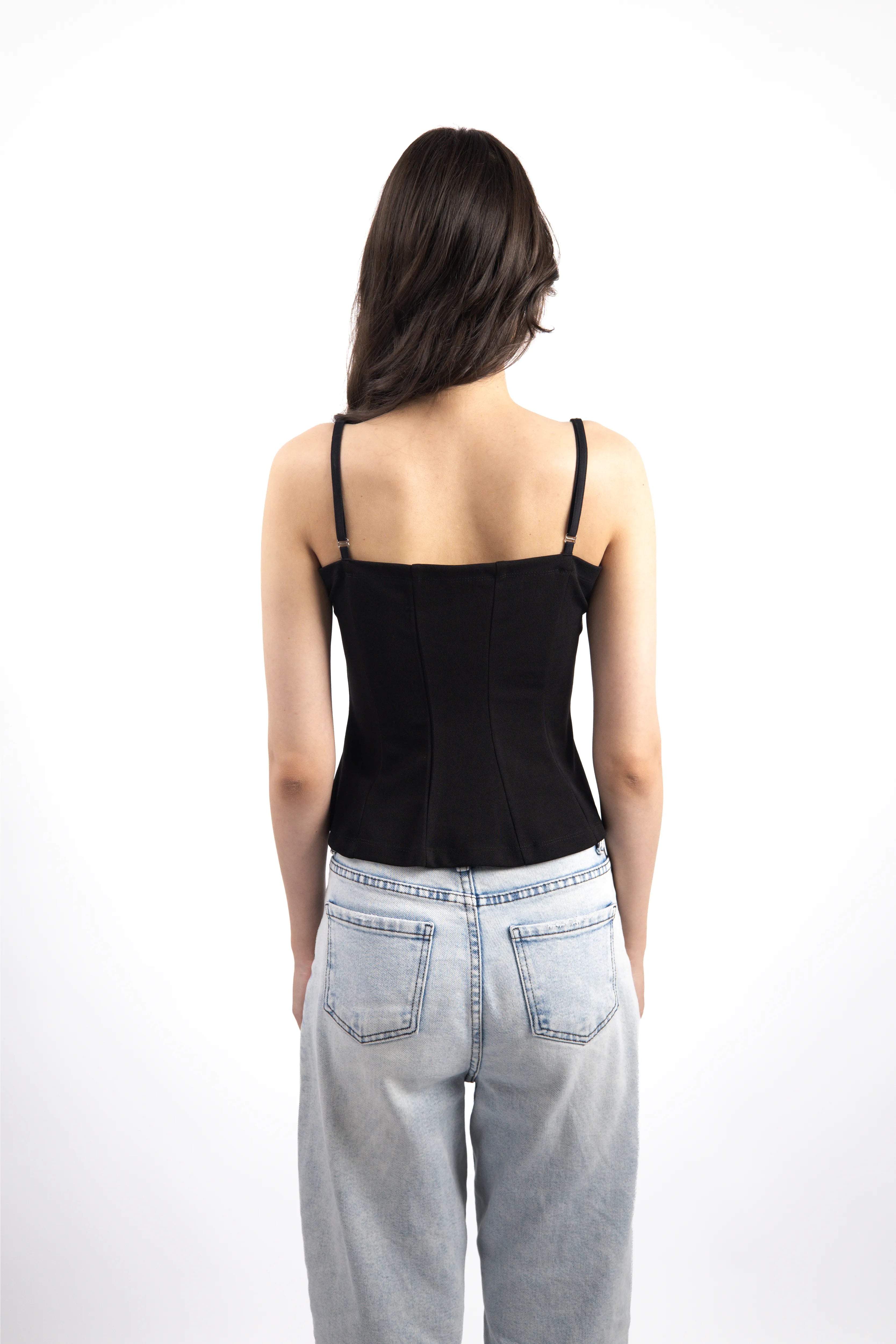 BLACK STRUCTURED CORSET TOP