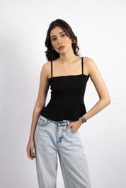 BLACK STRUCTURED CORSET TOP