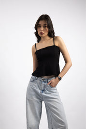 BLACK STRUCTURED CORSET TOP