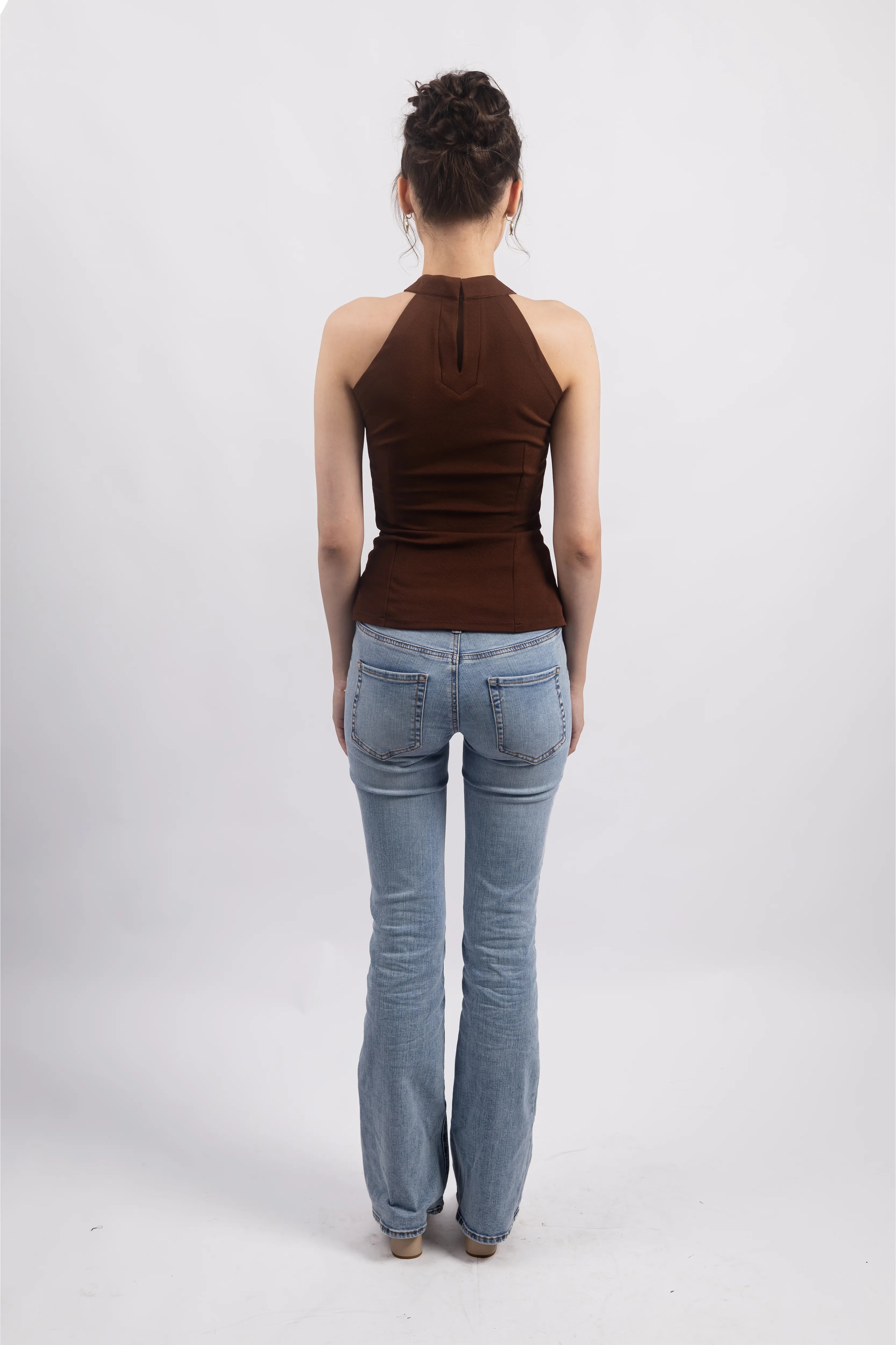CHOCOLATE BROWN HALTER TOP