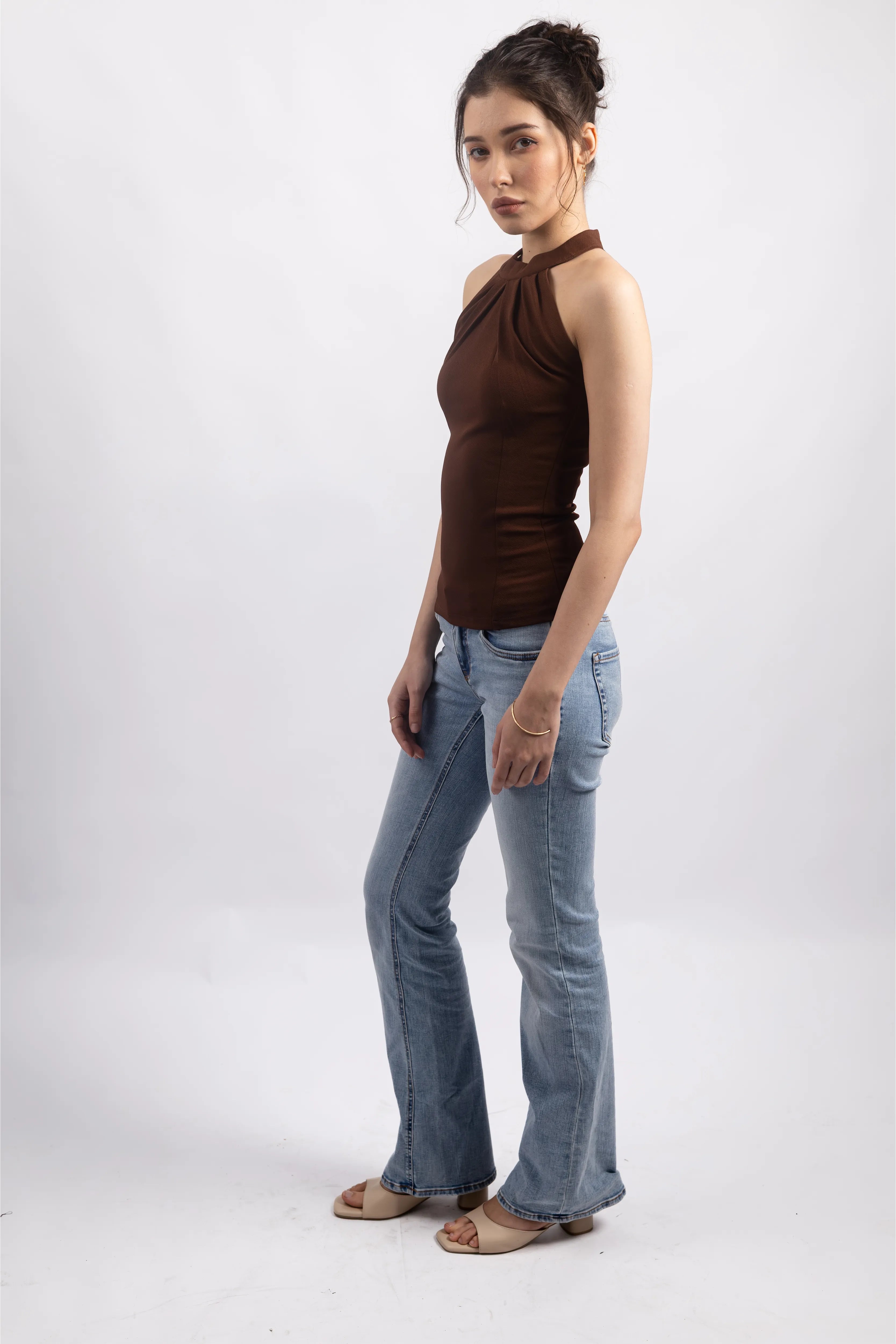 CHOCOLATE BROWN HALTER TOP