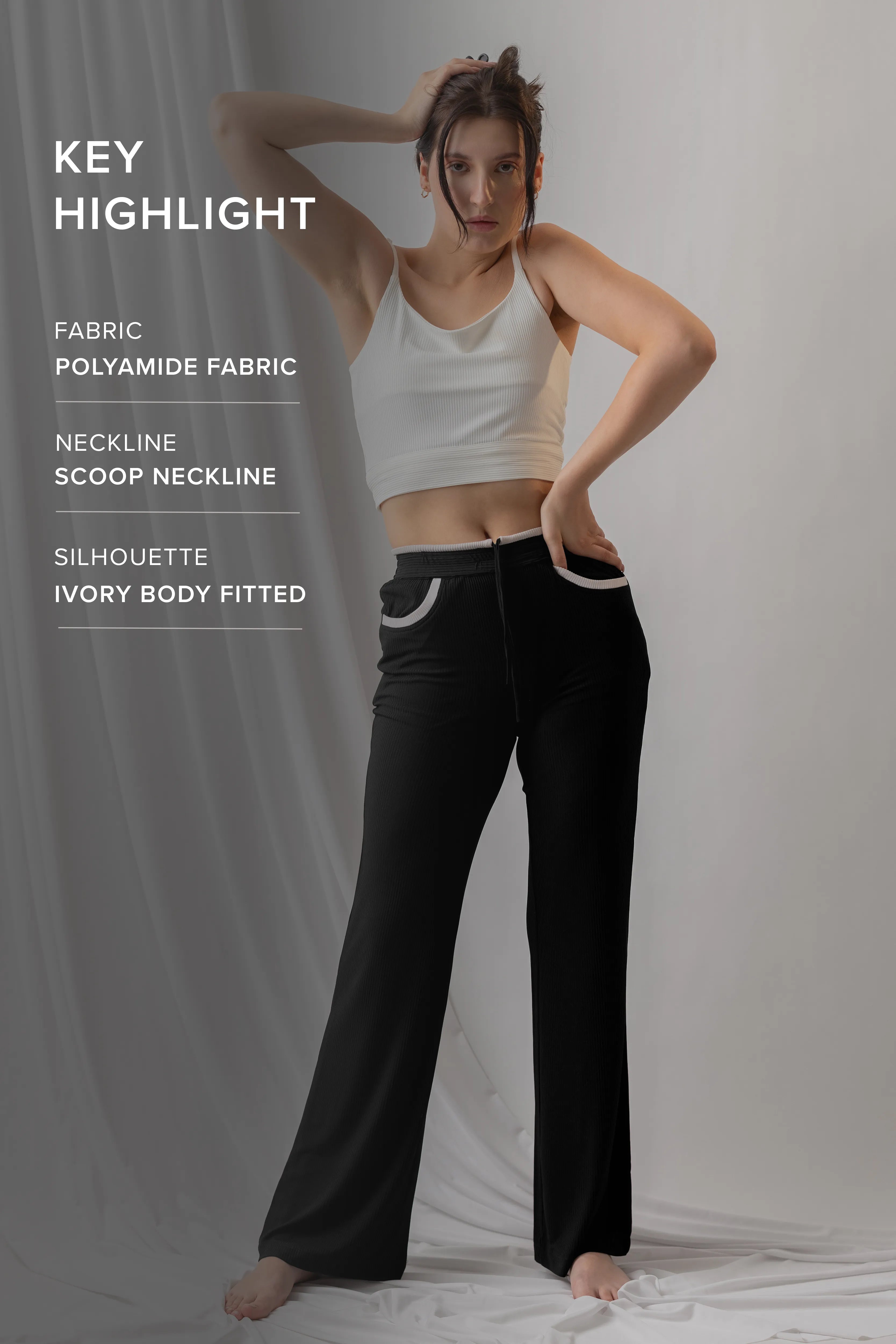 RIBBED SPAGHETTI CROP TOP – IVORY