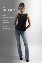BOW-BACK STRUCTURED TOP-BLACK