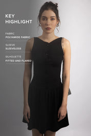 BLACK FIT & FLARE MINI DRESS