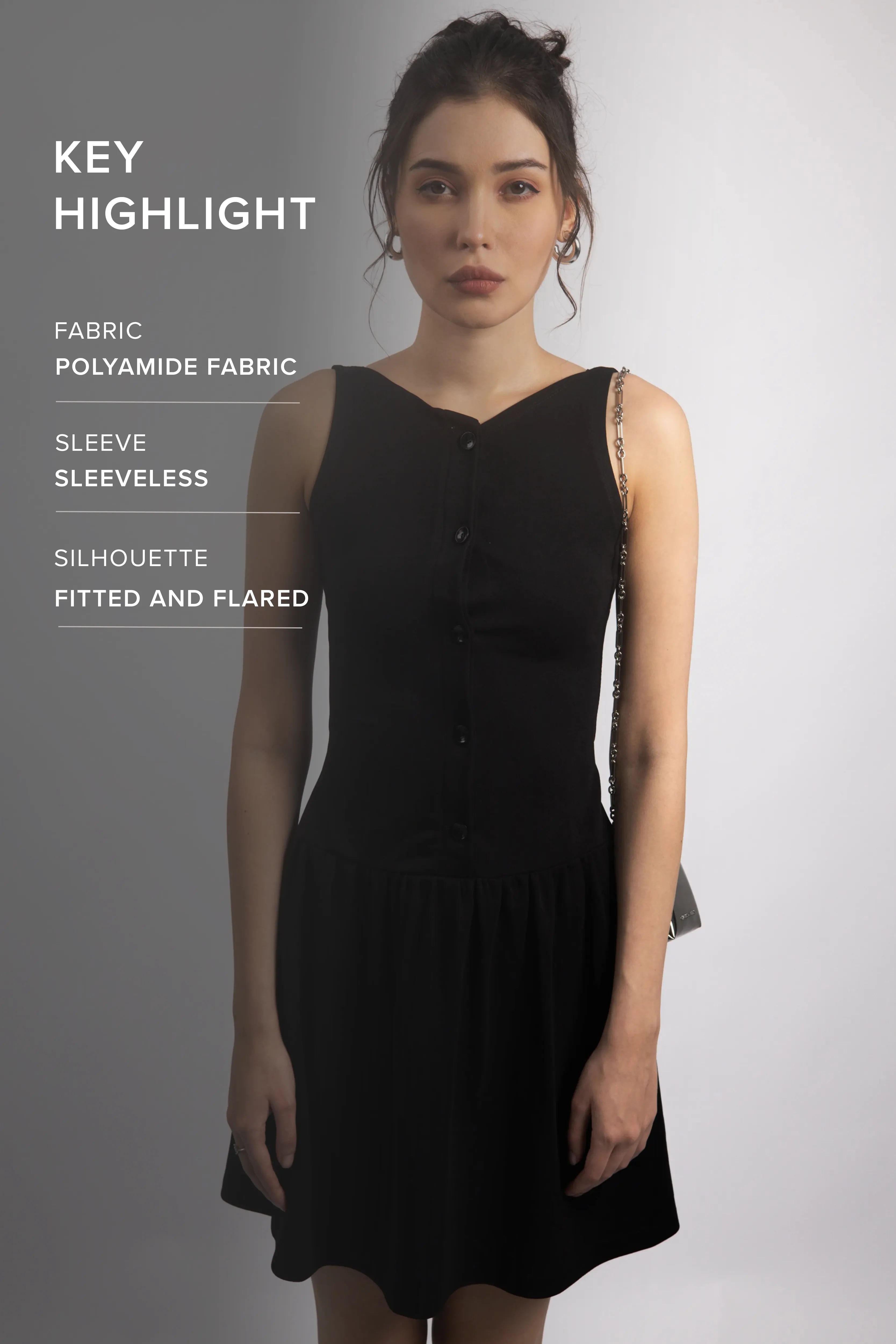 BLACK FIT & FLARE MINI DRESS