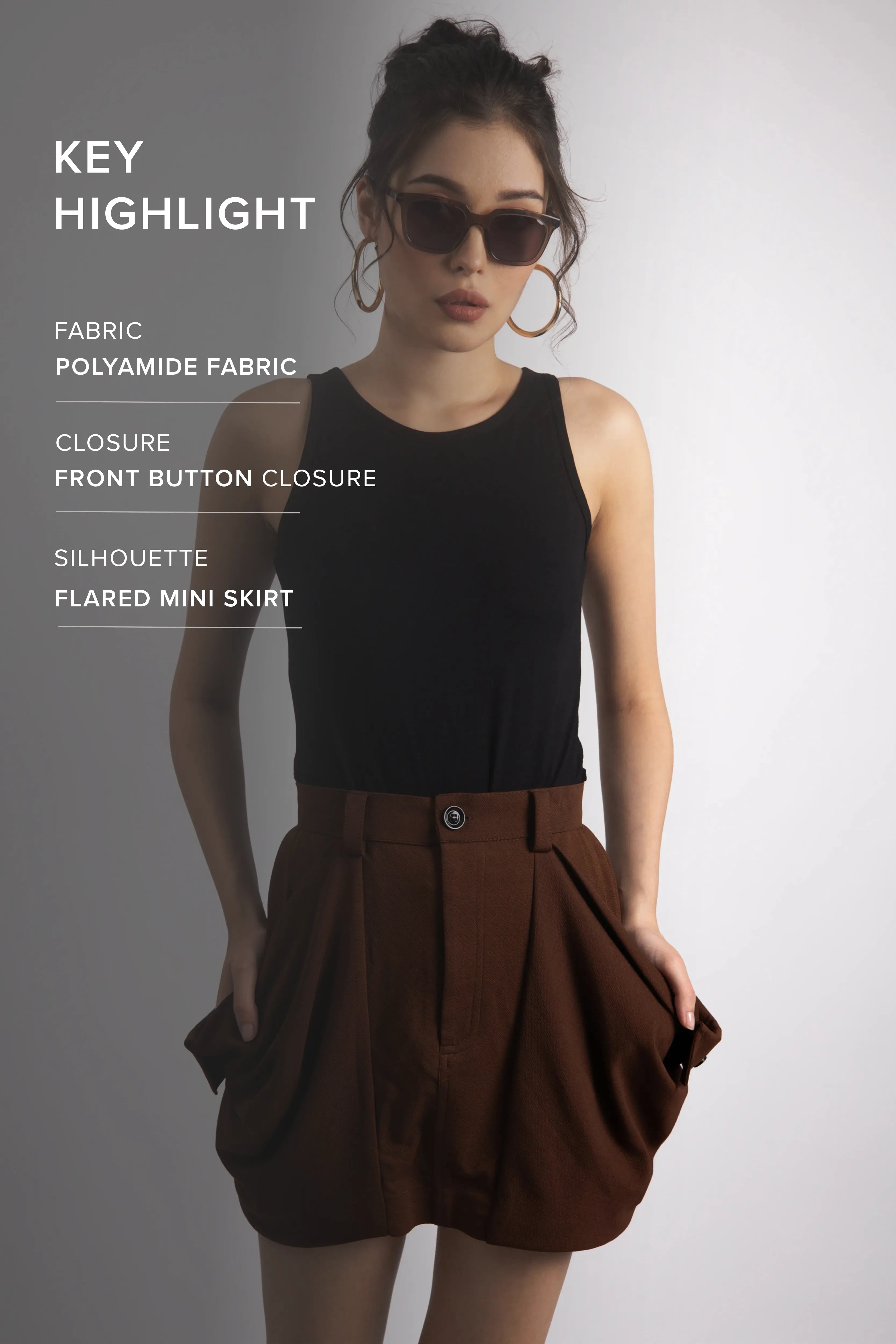 WALNUT BROWN UTILITY SKIRT