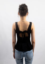 BOW-BACK STRUCTURED TOP-BLACK