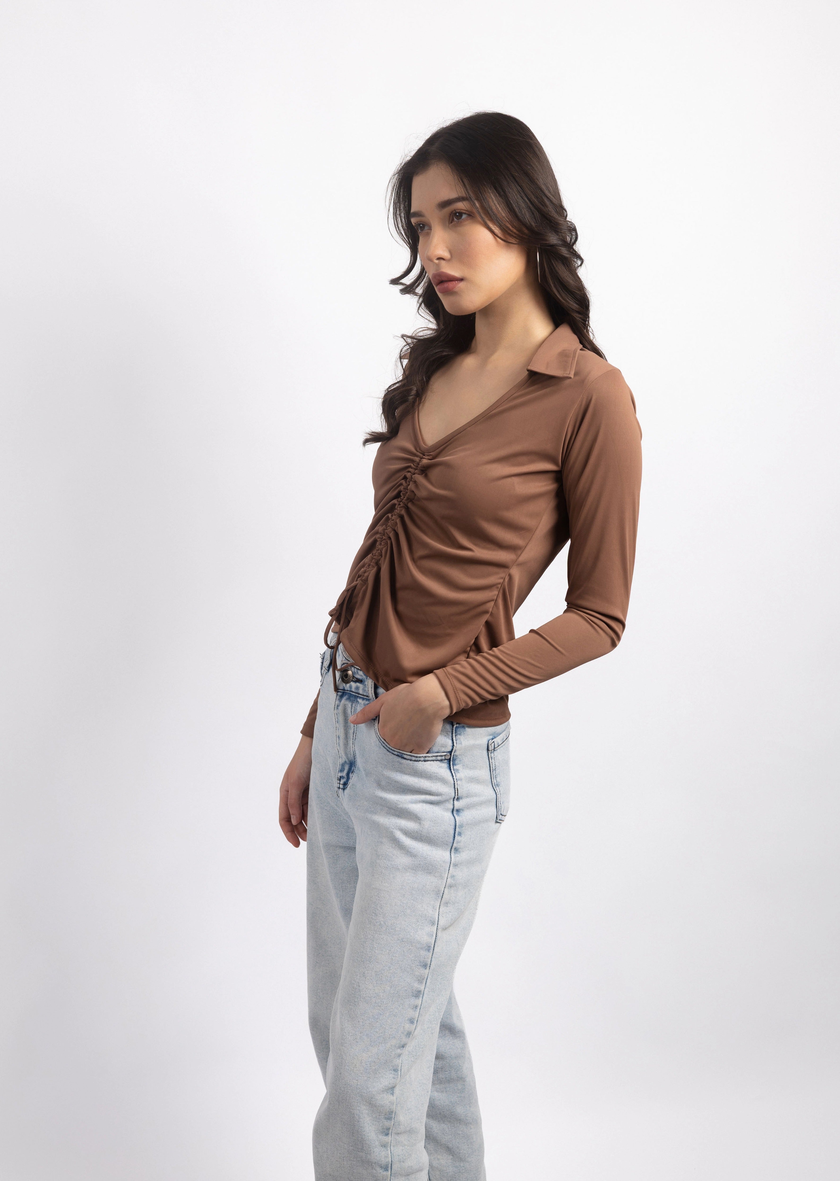 DUSKY ROSE RUCHED TOP