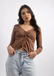 DUSKY ROSE RUCHED TOP