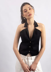 BLACK HALTER WAISTCOAT