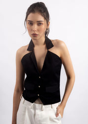 BLACK HALTER WAISTCOAT