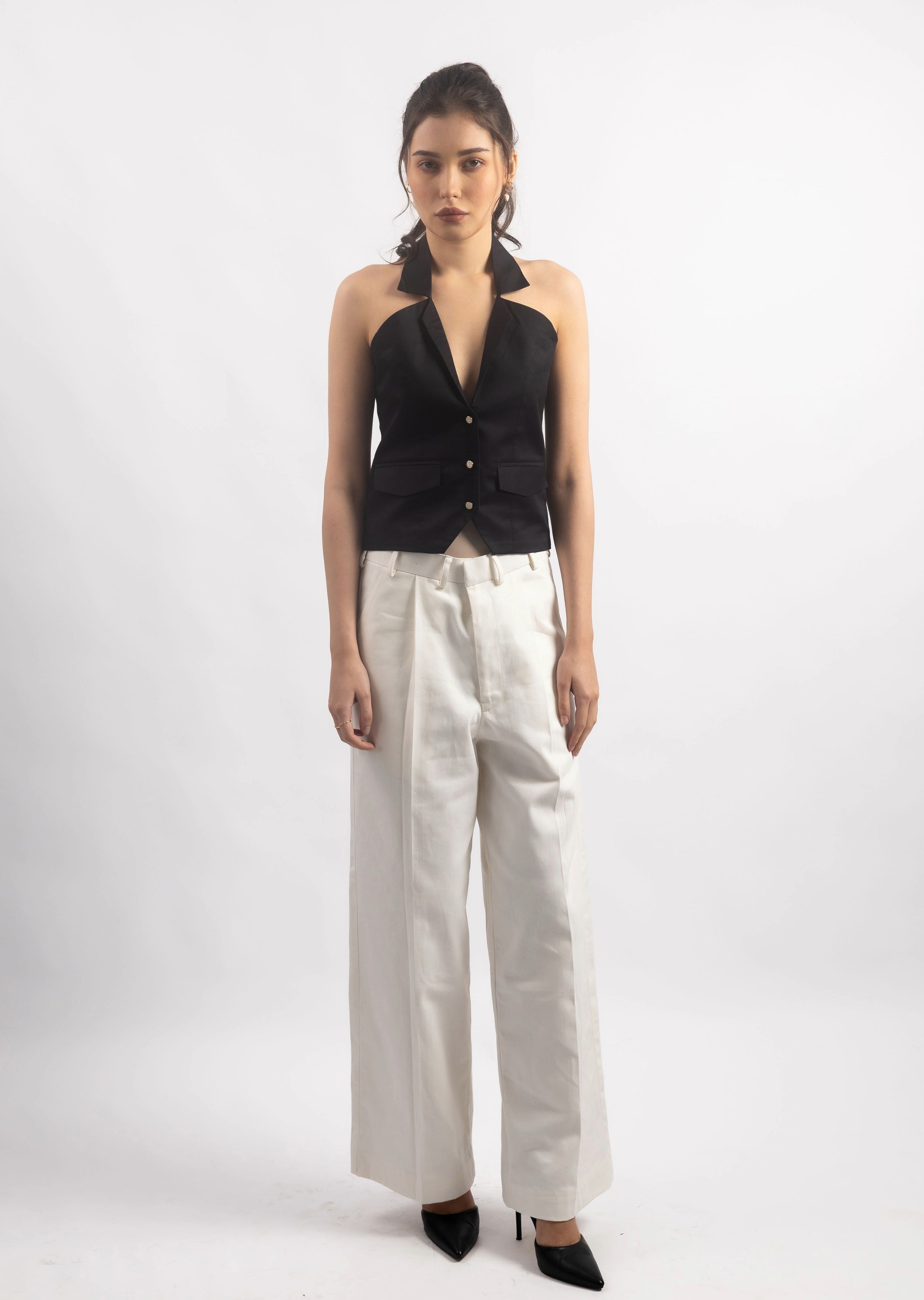 BLACK HALTER WAISTCOAT