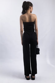 BLACK RELAXED WIDE-LEG TROUSERS