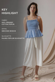 POWDER BLUE POPLIN PEPLUM TOP