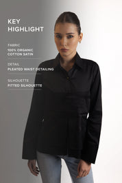 BLACK PLEATED WAIST SHIRT